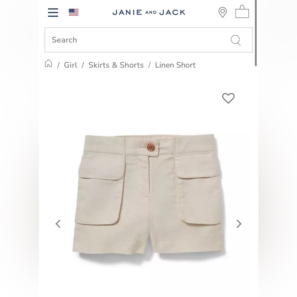 Janie and Jack Girls Linen Shorts Size 8
